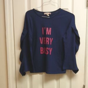 🩷SPEECHLESS Girls Size M Long Sleeved Navy Shirt "I'm Very Busy"